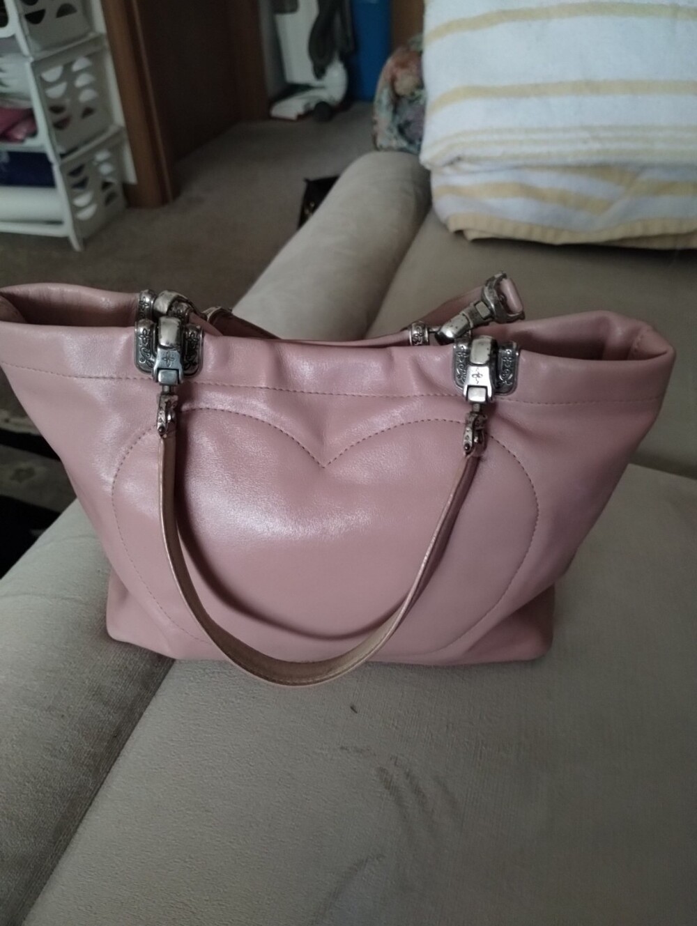 Brighton Pink Leather Mini Bag Sz 7.5 By 12 # C651387